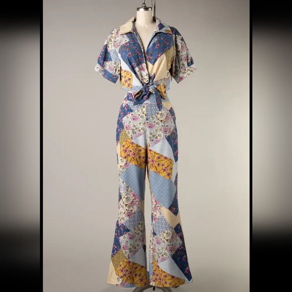 Pants - Boho patchwork top and pant set